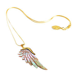 angelica rainbow gold angel wing necklace