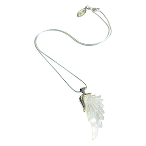 angelica white silver angel wing necklace