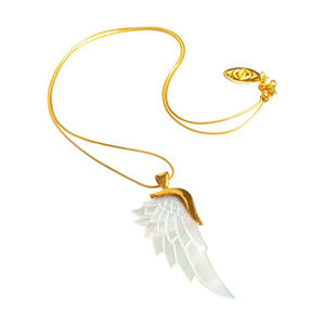 angelica white gold angel wing necklace to Manifest abundance