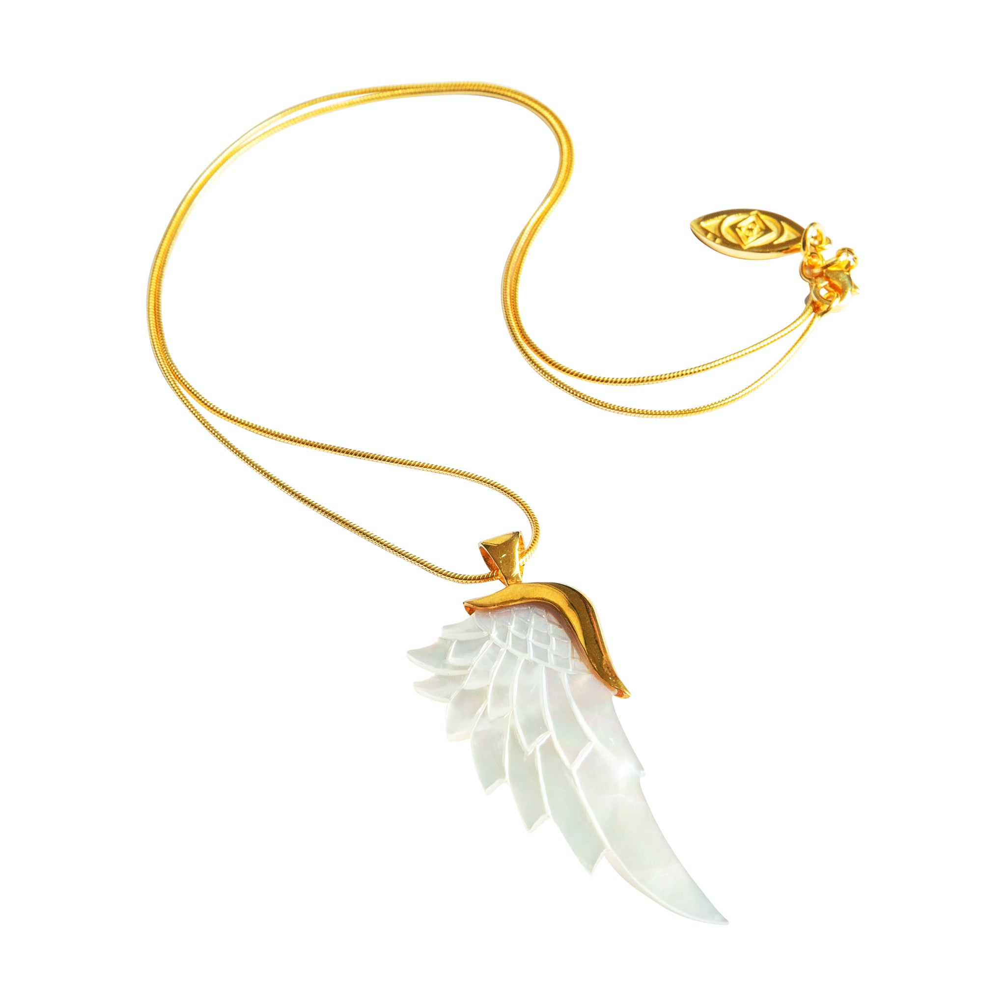 angelica white gold angel wing necklace to Manifest abundance