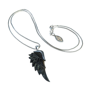 gabriel gunmetal silver angel wing necklace