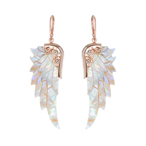 small opal wonder rose angel wing earrings