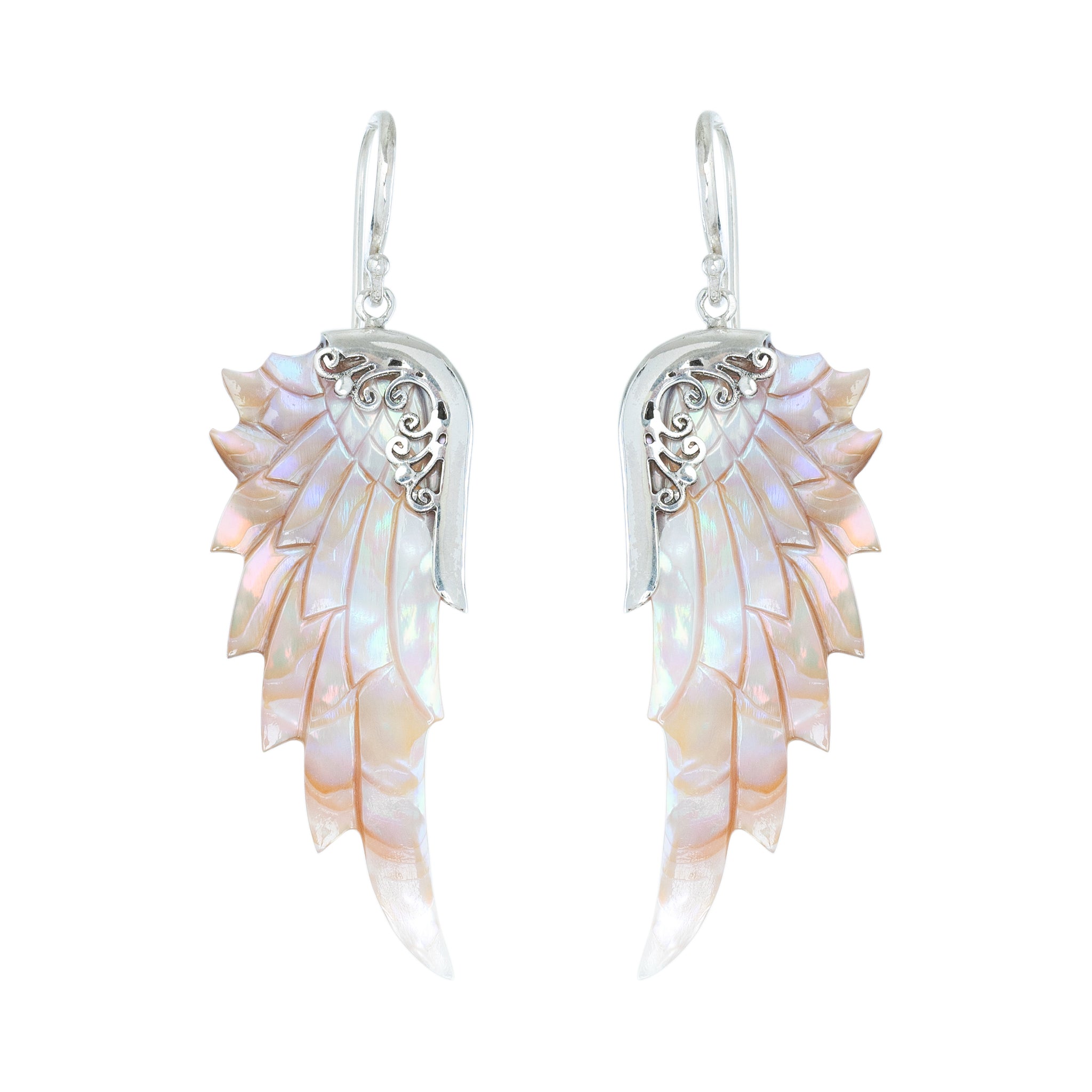 small opal wonder silver angel wing earrings
