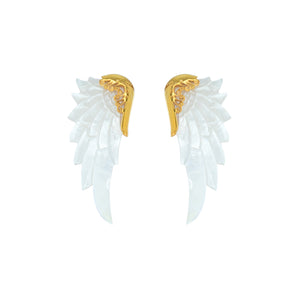 purist gold white angel wing studs