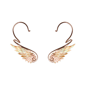 rainbow rose gold angel wing earcuffs