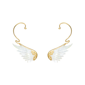 purist gold white angel wing earcuffs