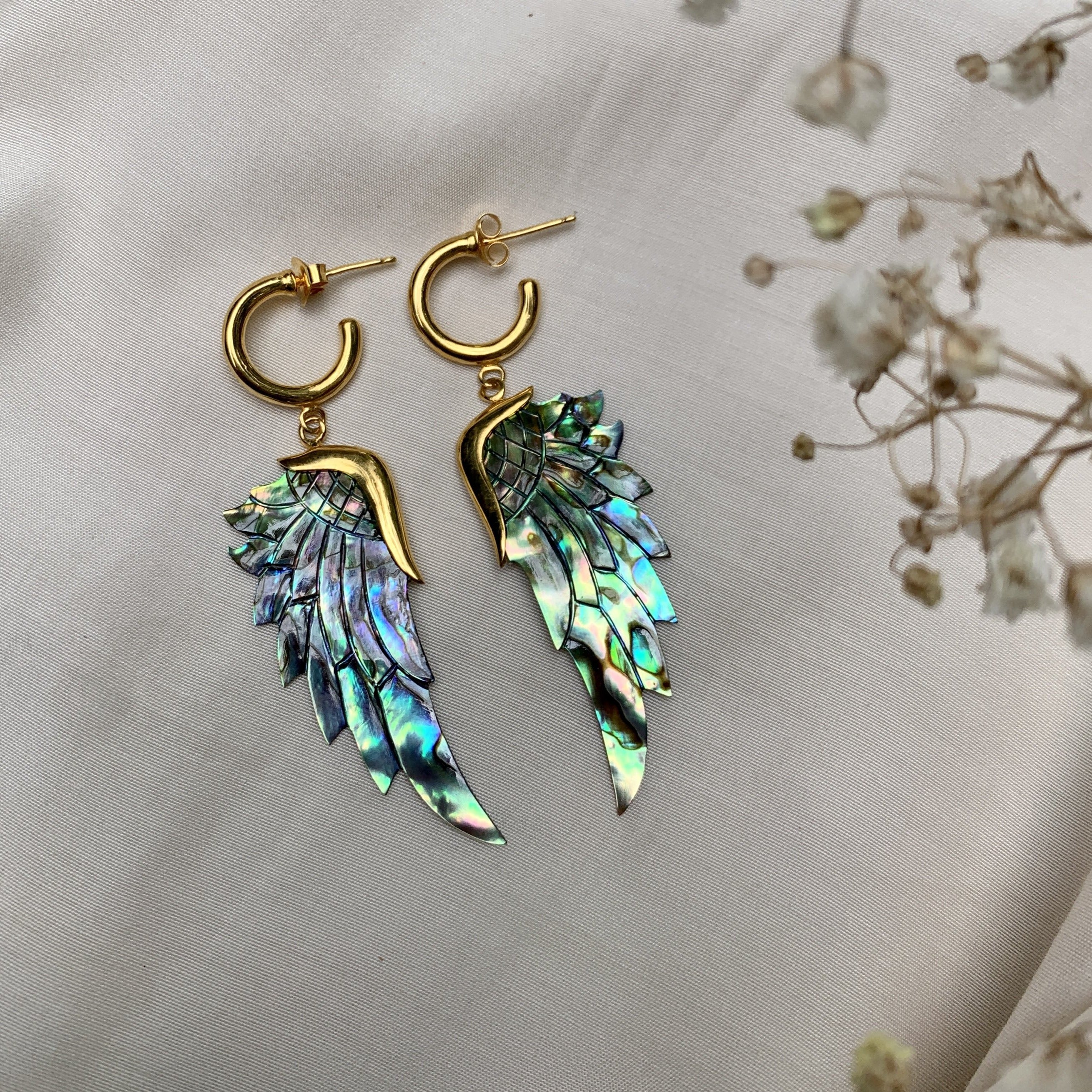 Angel Wing Gold And Silver Hoop Earrings