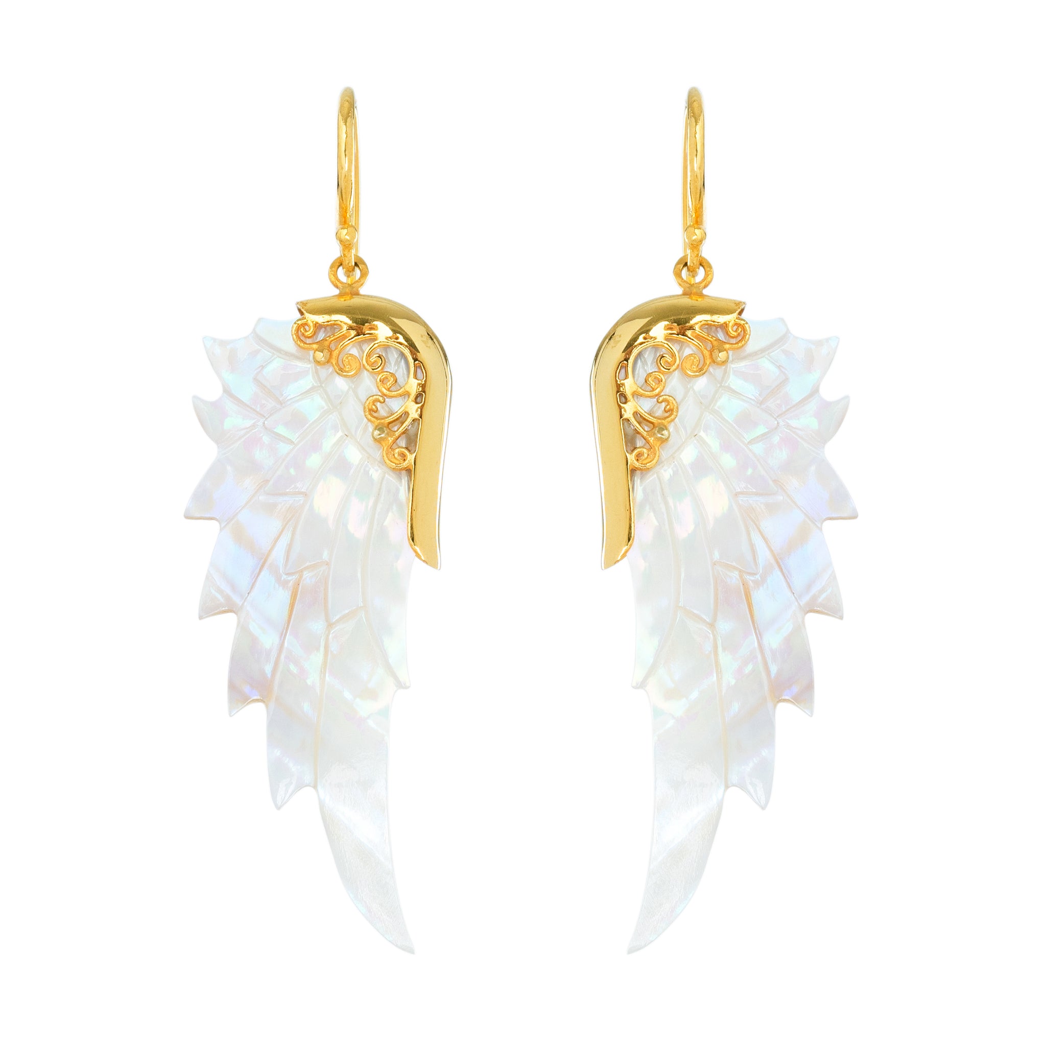 small opal wonder gold angel wing earrings