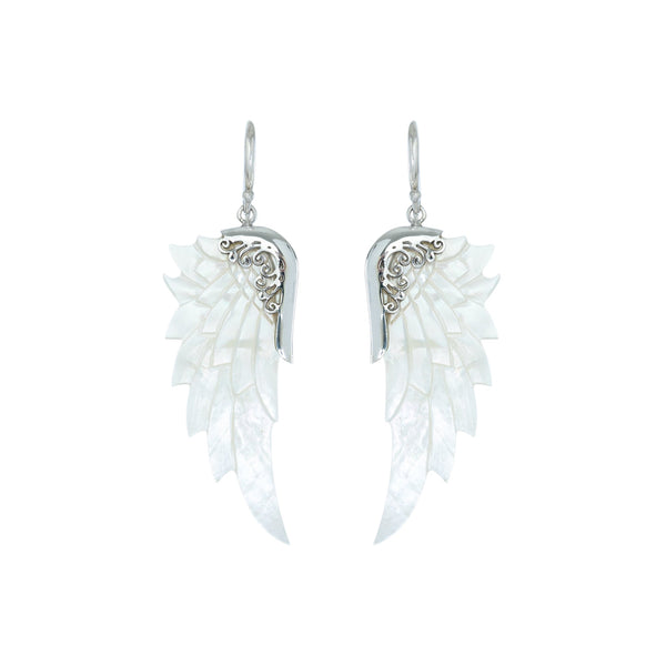 Angel Wing Earrings on hook – Corazon Sterling Silver from Taxco