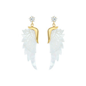 purist gold white angel wing star studs